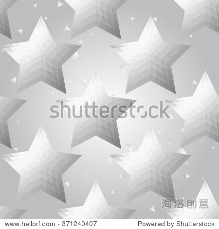 polygonal shape: pentagram on white silver sparkle background