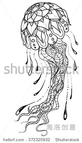 hand drawn jellyfish . isolated on white.