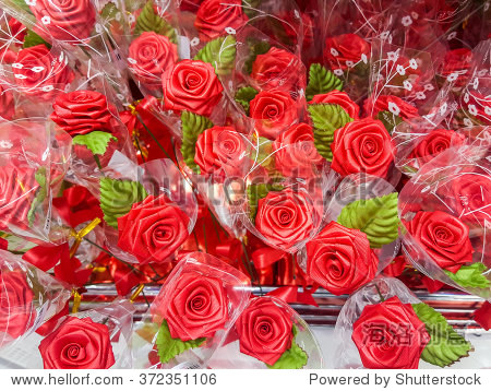 plastic flowers on valentines day
