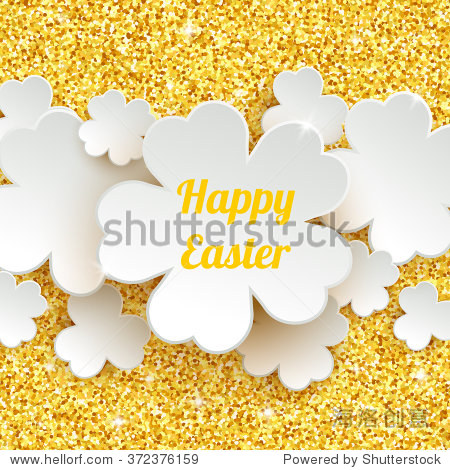 happy easter greeting card holiday glitter dust sparkle gold