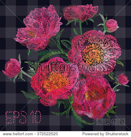 beautiful painting embroidery floral decorative elements