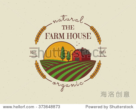 label in retro style for natural and organic products.
