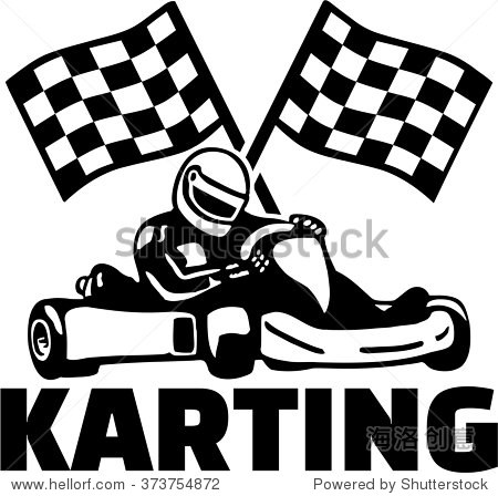 karting with kart driver and goal flags