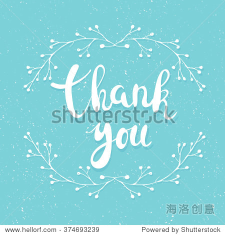 thank you handwritten calligraphy vector illustration white
