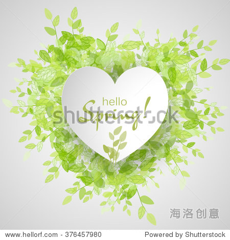 green background with leaves. spring sales.