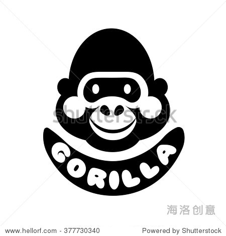 funny gorilla monkey vector black and white head face logo icon