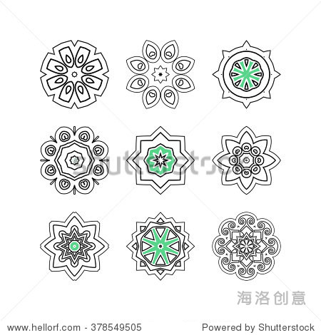 set of ornate mandala symbols. gothic lace tattoo