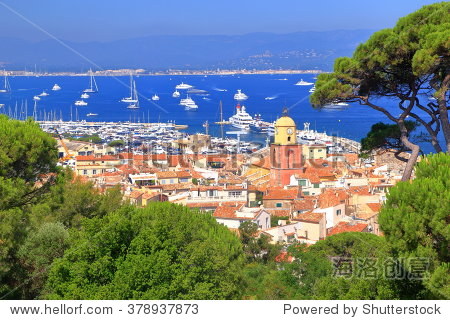 aerial view to the old town of saint tropez french riviera