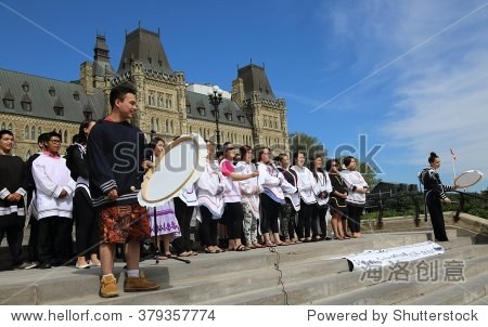 加拿大渥太华- 9月10日,2015:因纽特人庆祝生命