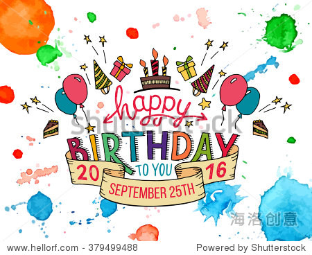 hand drawn typography colorful headline for greeting cards on