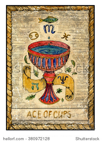ace of cups. full colorful deck minor arcana. the