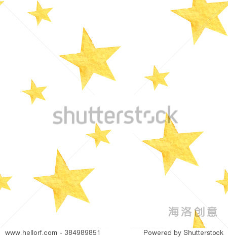 hand painted seamless watercolor yellow stars pattern isolated