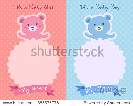 illustration of cute bears in pink and blue theme with blank