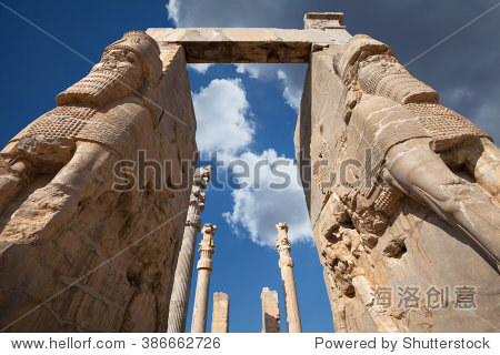巨人lamassu雕像保护所有国家的大门,对戏剧性