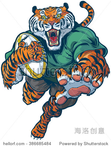 vector cartoon clip art illustration of a tough mean tiger rugby