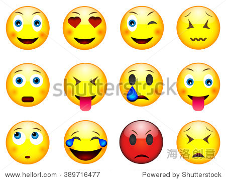 set of emoticons, emoji isolated on white background, vector