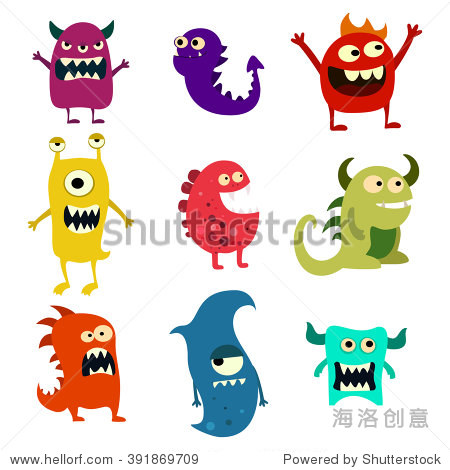 colorful toy cute alien monster for ui and app. vector eps 10