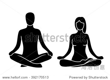 man and woman of lotus yoga pose.