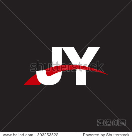 jy initial overlapping swoosh letter logo white red black back