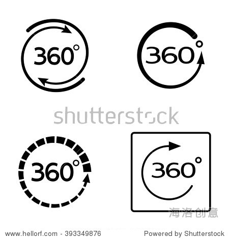 角图标设置360度,360度标志--矢量插图 - 符号