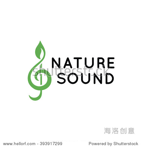 程式化的高音谱号的绿叶 矢量图标 自然,符号 标志 站酷海洛创意