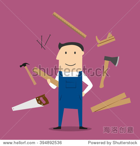 carpenter profession design with man in overalls