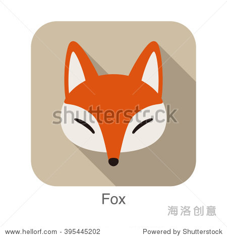 红狐狸卡通脸,平图标设计-动物\/野生生物-站酷