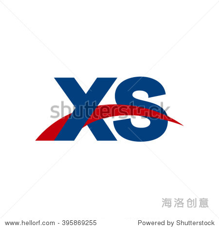 xs initial overlapping swoosh letter logo blue red