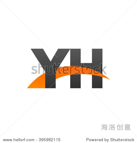 yh initial overlapping swoosh letter logo black orange