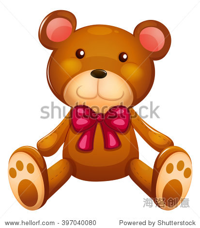 cute teddy bear with red ribbon illustration