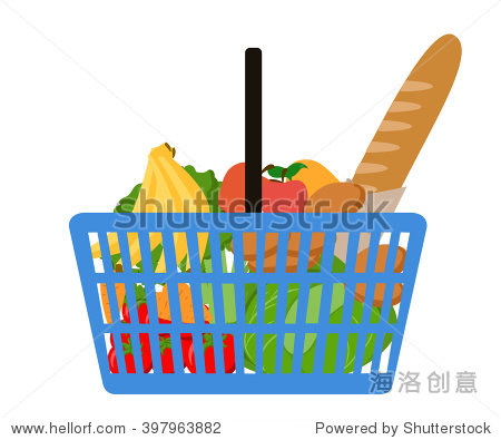 supermarket basket full of fresh produce.