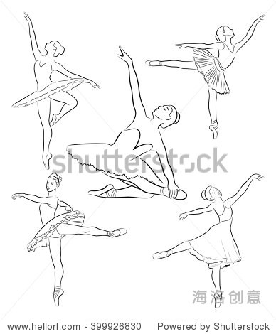 vector image of ballet dancers in various poses of dance