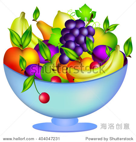 fresh fruit in a bowl vector illustration isolated