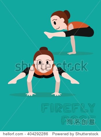 yoga firefly pose cartoon vector illustration