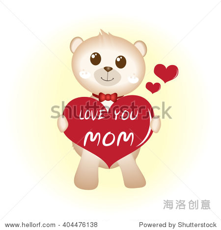 teddy bear with red heart hapy mothers day