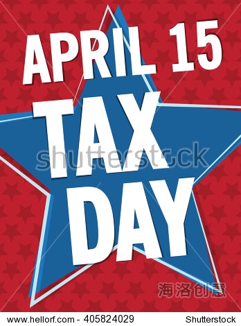 april 15 tax day poster over star background