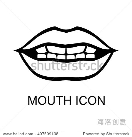 contour vector icon of mouth. lips and teeth