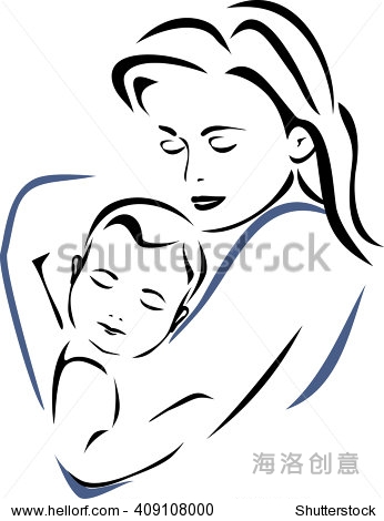 baby and mother. outline drawing. vector - 站酷