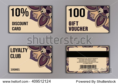 mandala pattern including a discount card, loyalty card, gift