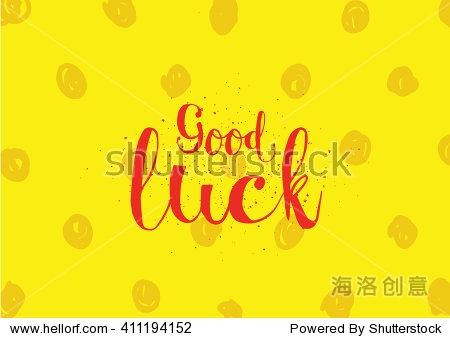 good luck inscription. greeting card with . hand