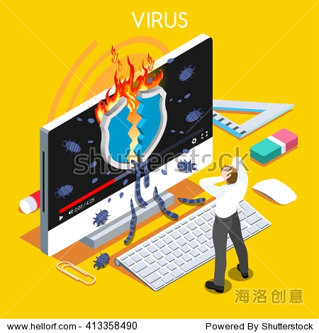 计算机病毒木马恶意软件攻击预警信息。三维平
