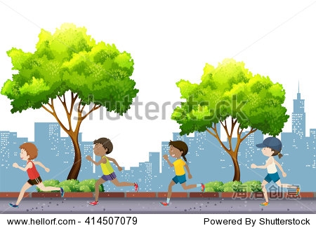 people jogging in the park illustration