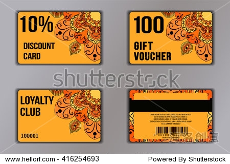 mandala pattern including a discount card, loyalty card, gift