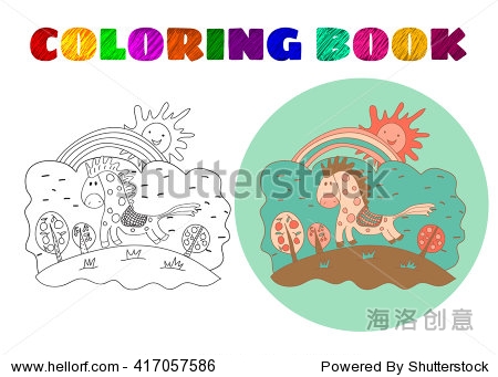 sketchy little pink spotted horse on the background of the