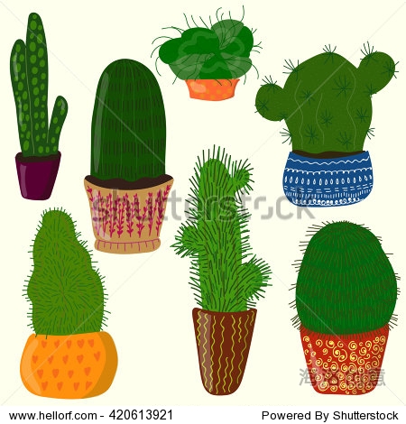vector cartoon set of most recognizable cactus sorts.