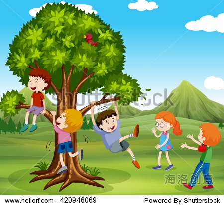 children playing in the park illustration