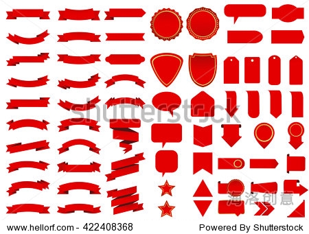 banner vector icon set red color on white background.