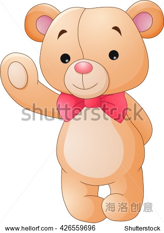 cute cartoon teddy bear waving