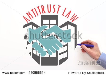 anti-trust law. concepte on white background