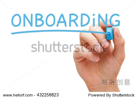 hand writing onboarding with blue marker on transparent wipe
